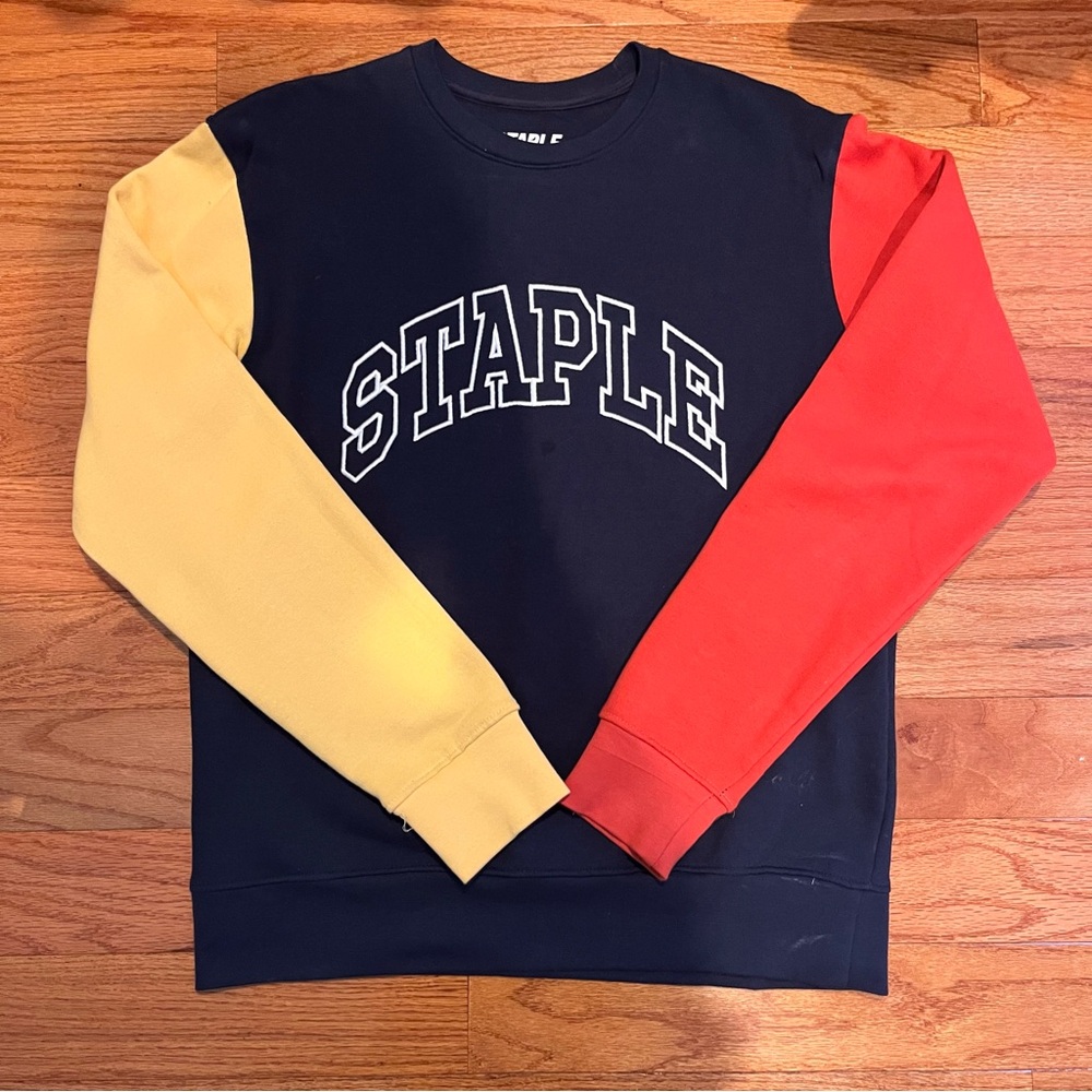 Staple Men's Crewneck Sweater - Navy, Yellow, Orange